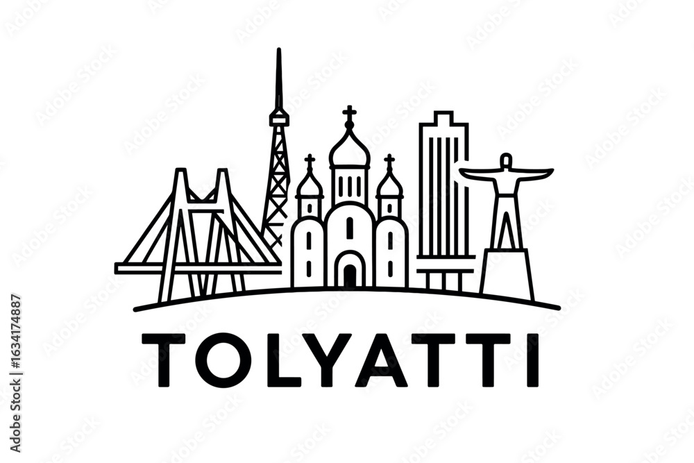 Fototapeta premium City skyline with iconic buildings and landmarks, Tolyatti