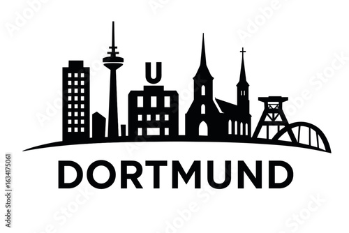 City skyline with iconic buildings and landmarks, Dortmund