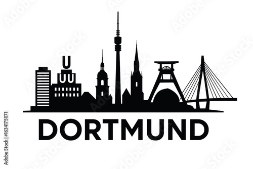 City skyline with iconic buildings and landmarks, Dortmund