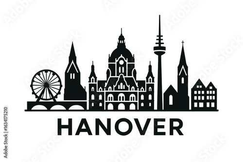 City skyline with iconic buildings and landmarks, Hanover