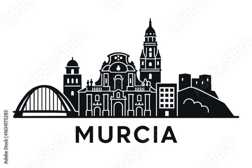 City skyline with iconic buildings and landmarks, Murcia