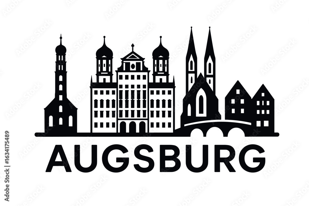 Obraz premium City skyline with iconic buildings and landmarks, Augsburg
