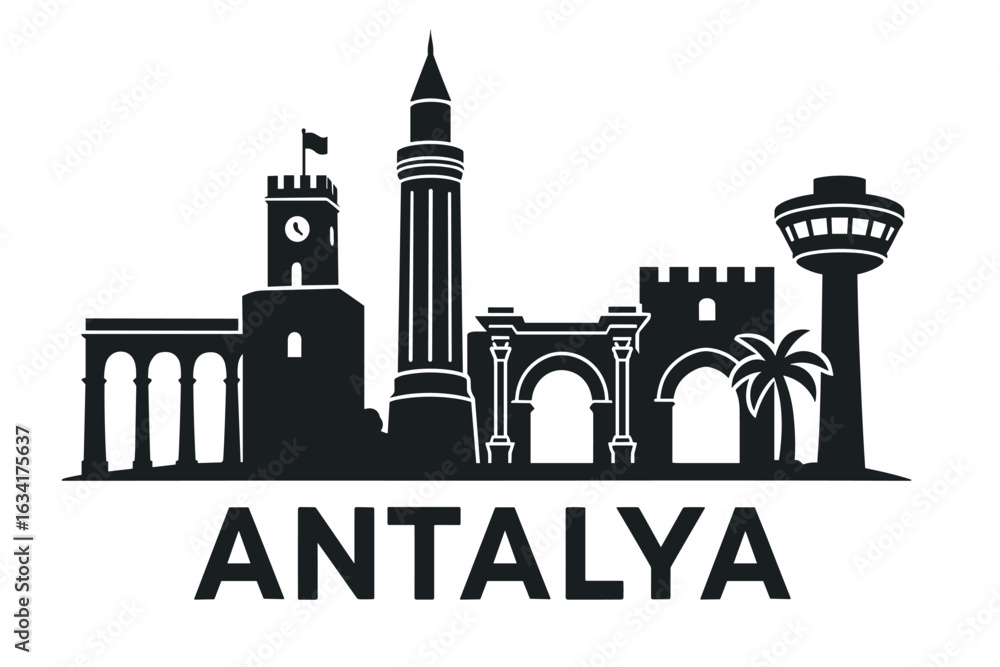 Obraz premium City skyline with iconic buildings and landmarks, Antalya