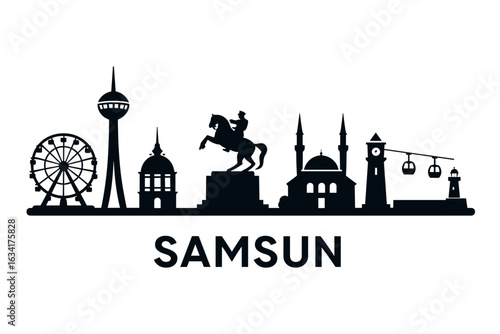 City skyline with iconic buildings and landmarks, Samsun