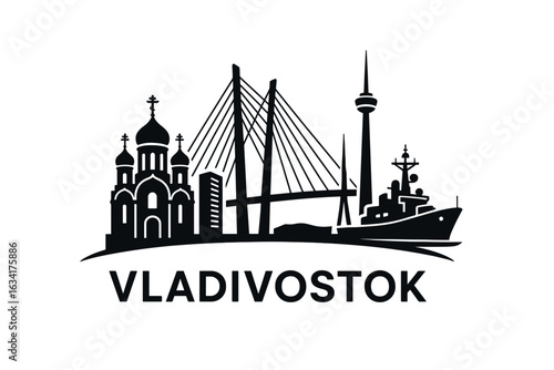 City skyline with iconic buildings and landmarks, Vladivostok