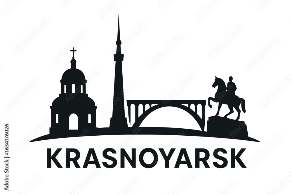 Obraz premium City skyline with iconic buildings and landmarks, Krasnoyarsk