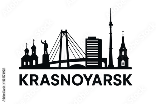 City skyline with iconic buildings and landmarks, Krasnoyarsk