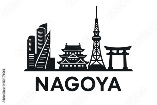 City skyline with iconic buildings and landmarks, Nagoya