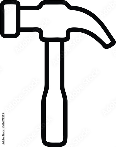 Simple outline drawing of a claw hammer isolated on transparent background