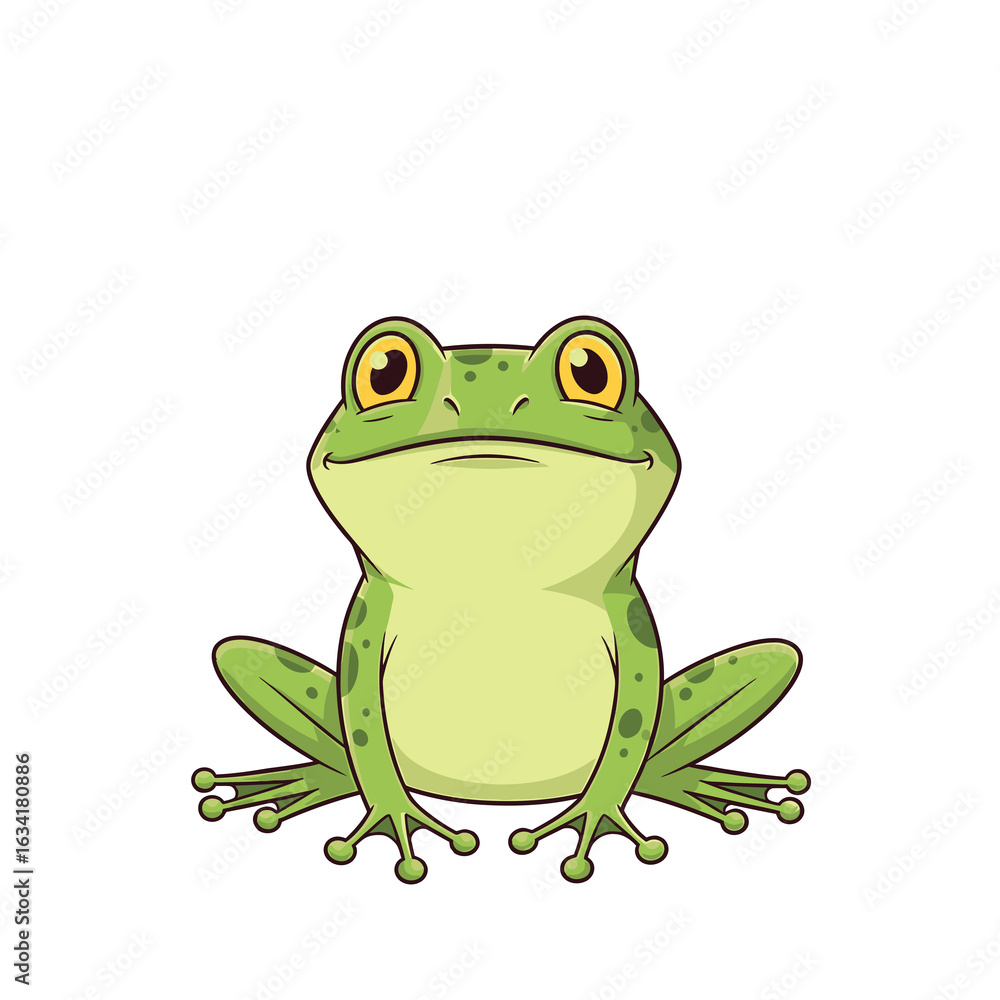 Obraz premium Cute Green Frog Cartoon Illustration