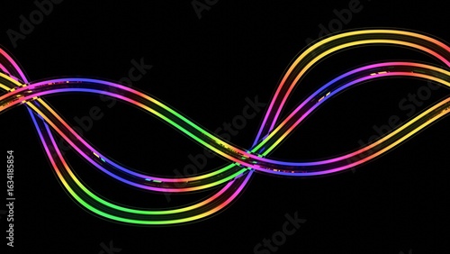 a rainbow colored light up with a black background
