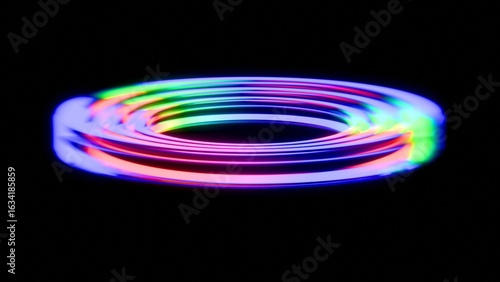 a neon glow ring on a black background