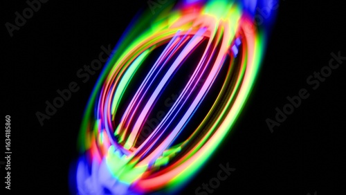 a colorful light painting on a black background