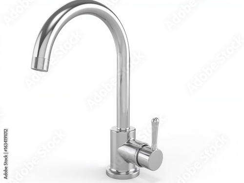 Modern stainless steel kitchen faucet with single lever handle  