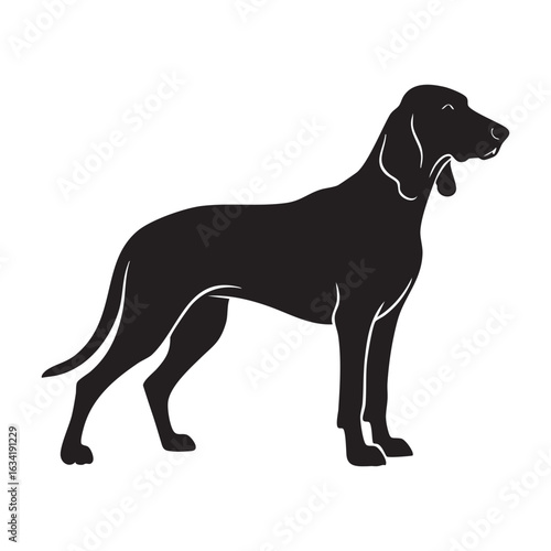 Vector art of elegant silhouette of a hound dog standing gracefully a classic hunting companion with a noble profile