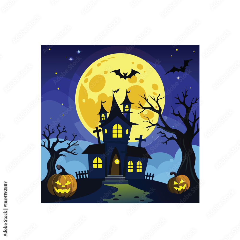 Fototapeta premium halloween background with haunted house