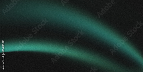 Abstract shape glowing green, dark grainy black background, futuristic dynamic poster, noise texture
