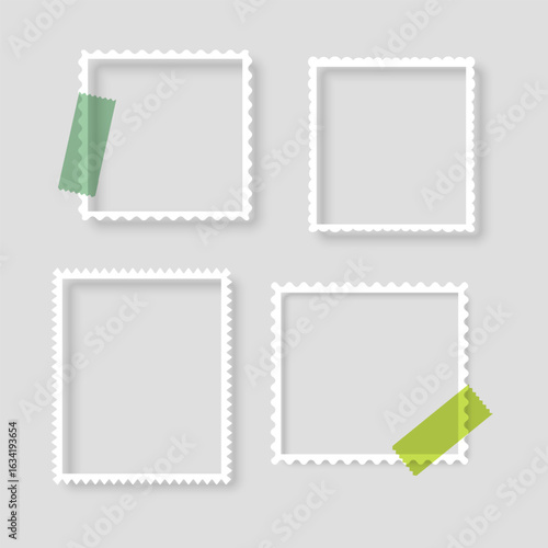 Set of four square photo frames with black space empty, Vector format