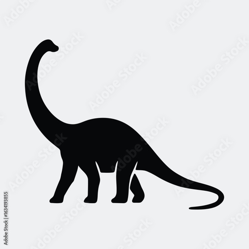 Silhouette brontosaurus dinosaur side view prehistoric animal vector illustration