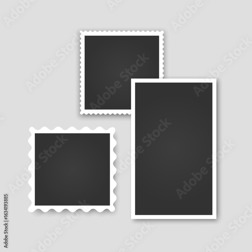 Set of four square photo frames with black space empty, Vector format