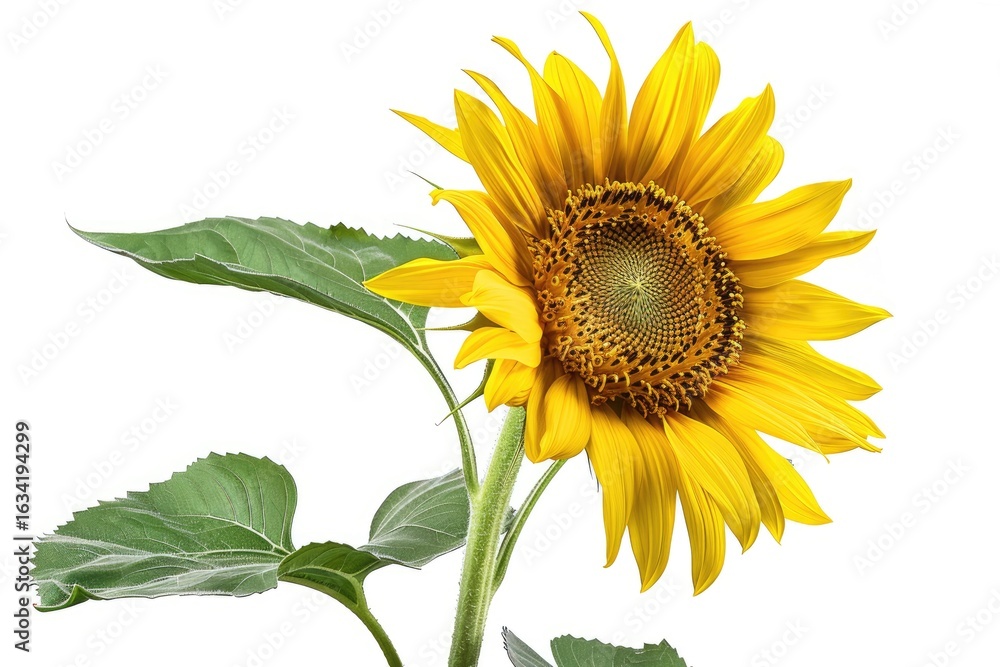 Fototapeta premium Clear Pixel Visual of Sunflower Botanical Illustration on Transparent Background