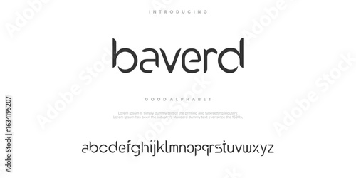 baverd Abstract minimal modern alphabet fonts. Typography technology vector illustration