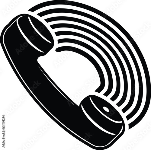 Minimalist Flat Icon of Ringing Telephone Handset on White Background