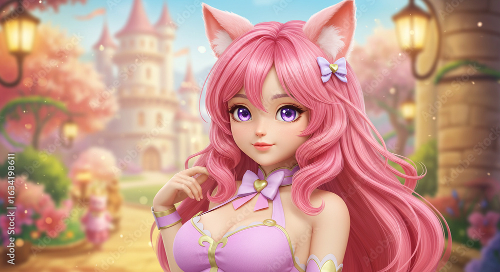 Fototapeta premium Fille chat de style anime