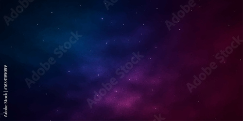Abstract deep blue cosmic nebula with bright stars in a dark starfield