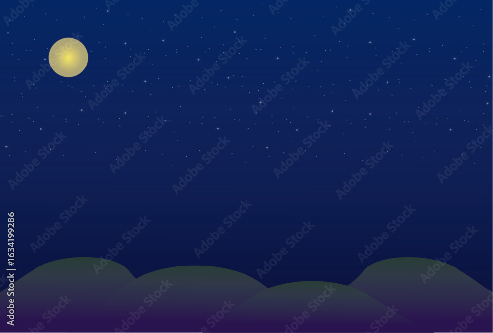 Fototapeta premium 山奥の満月と星空