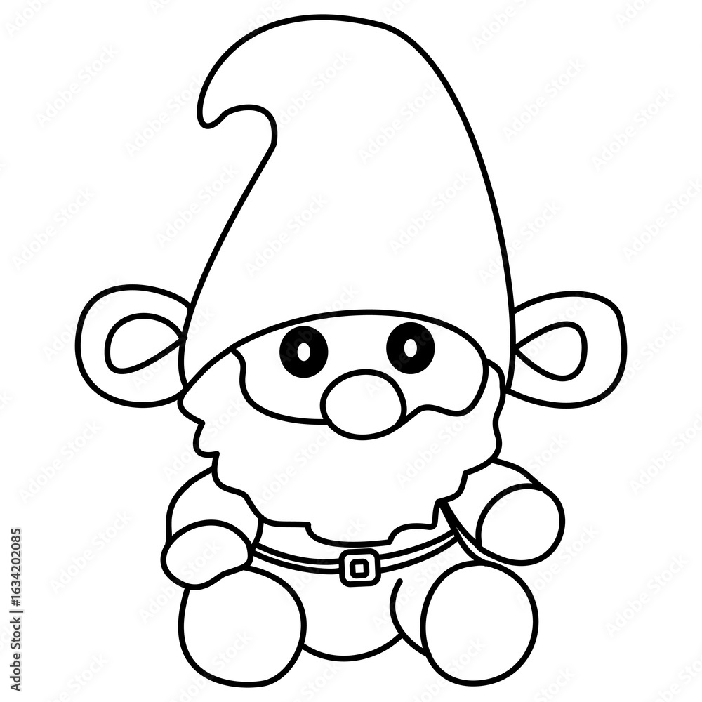 Obraz premium santa snowman with scarf and santa hat icon illustration Santa Claus head. Cartoon Black illustration on white background. 