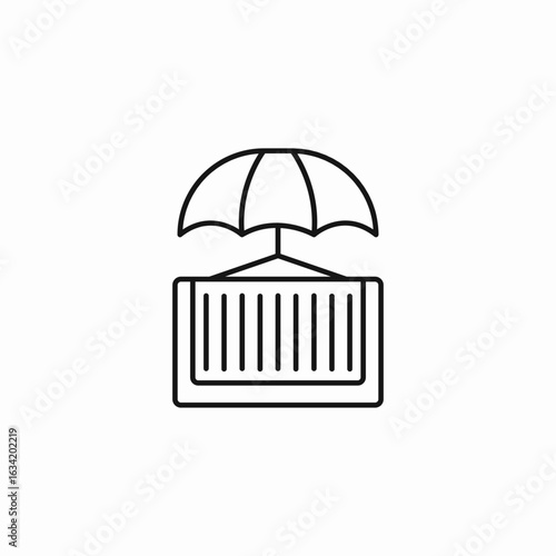 container under umbrella icon sign vector