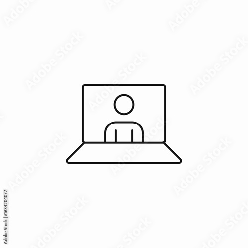 laptop video conference icon sign vector