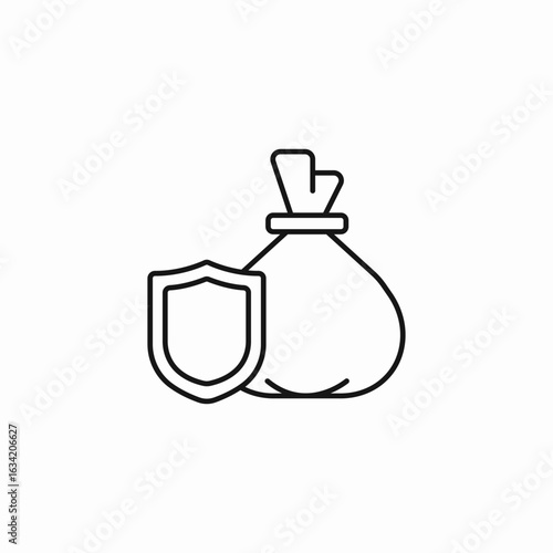 secured money bag icon sign vector