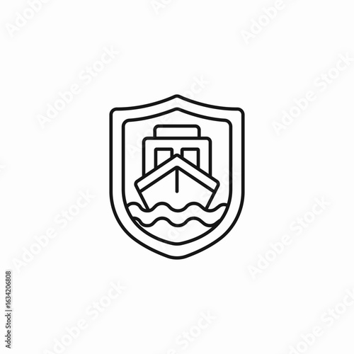 ship on water shield icon sign vector
