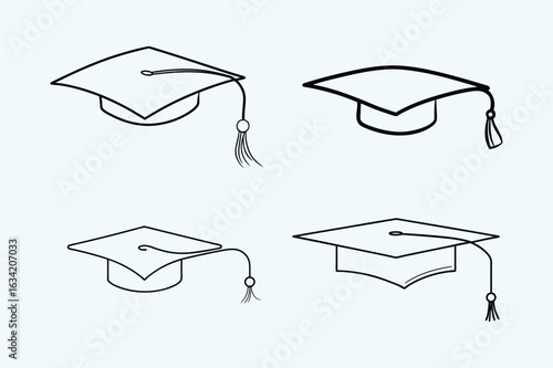Minimal Single Line Graduation Cap Illustration