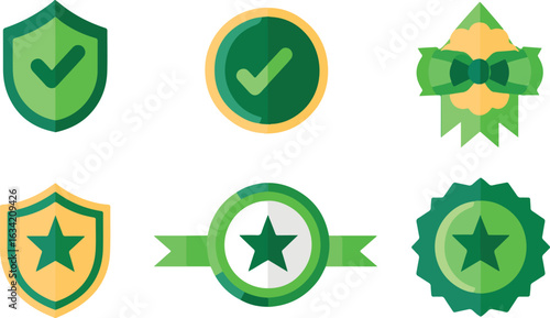 Abstract flat design icons green and orange