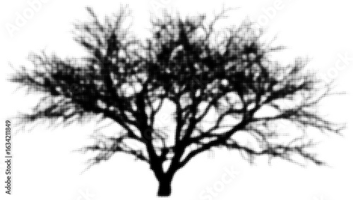 Wallpaper Mural Black tree silhouette with halftone texture Torontodigital.ca