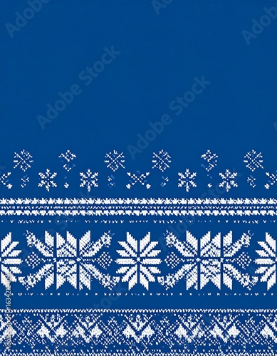 Winter snowflake pattern on a deep blue background