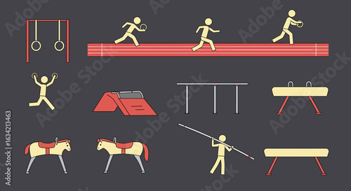 Gymnastics and Athletics Disciplines Vector Icons Collection