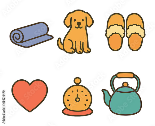 Entrepreneur's Balanced Life. Flat vector mini-illustrations Work-life balance for entrepreneurs in colors