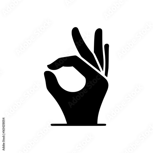 OK Hand Gesture: A minimalist illustration of an OK hand gesture, a universally understood symbol of agreement, approval, and positivity.