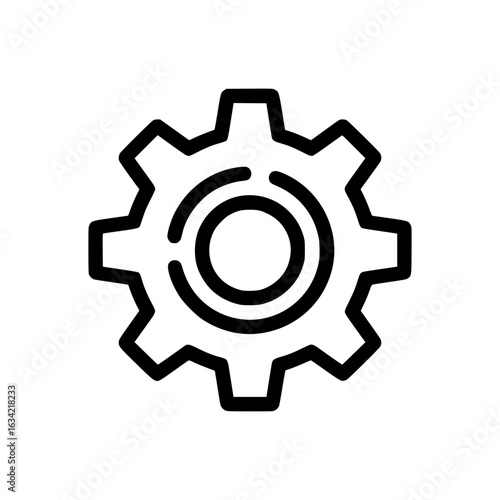 Mechanical Cogwheel Icon: A meticulously crafted cogwheel, emblem of mechanical engineering and technological precision. This design embodies innovation and industrial progress.