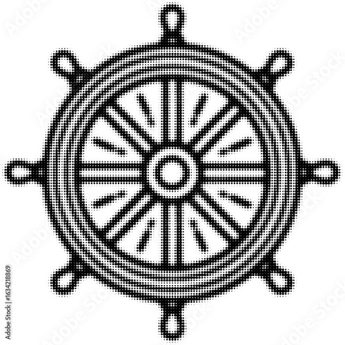 Black dotted nautical ship wheel illustration