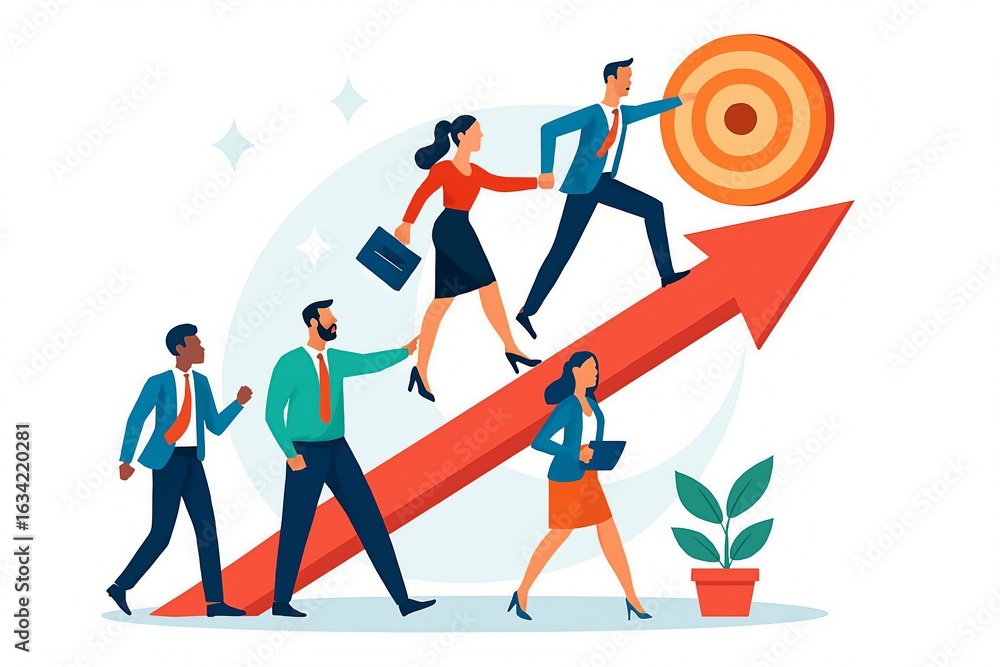Obraz premium Teamwork and growth towards business success and goals