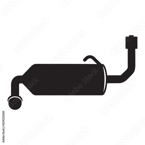 Silhouette of a car exhaust system showing muffler and tailpipe components