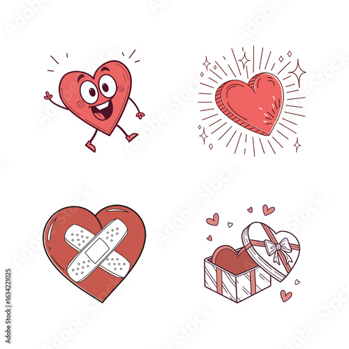 vector illustration of heart and hearts