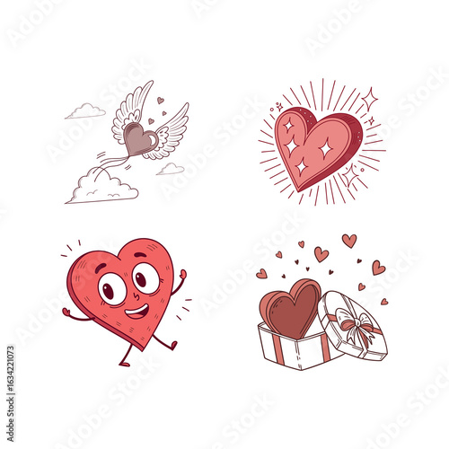 vector illustration of a set of hearts