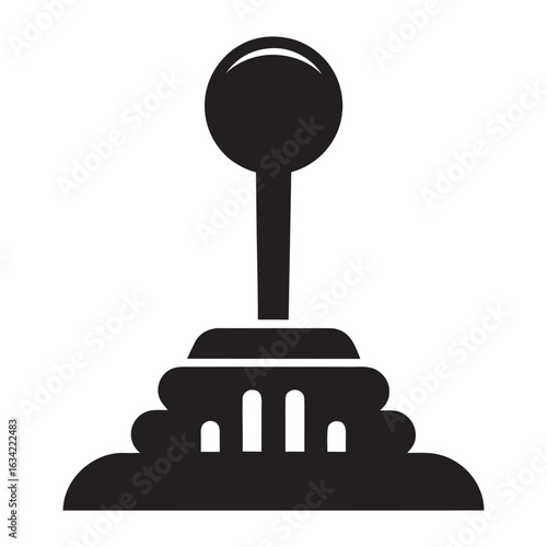 Iconic silhouette of a manual transmission gear shift lever in a neutral position