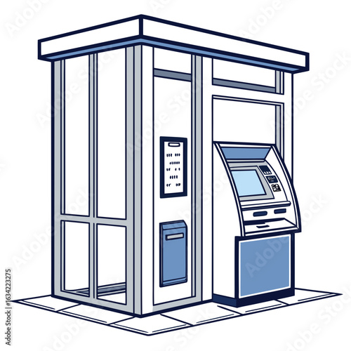 ATM Booth Silhouette Vector 